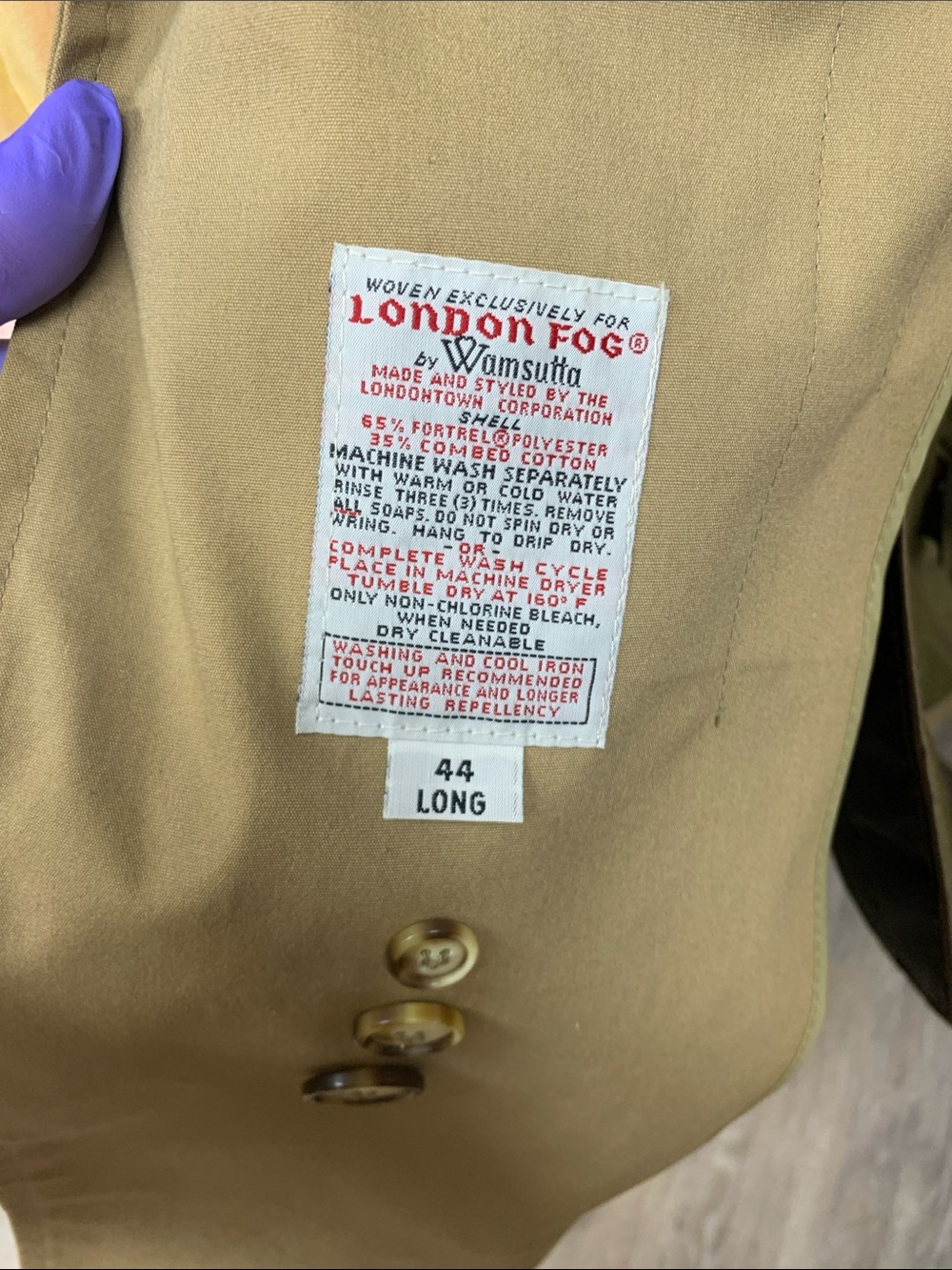 London Fog Tan Trench Coat with Epaulettes - Picture 3 of 9